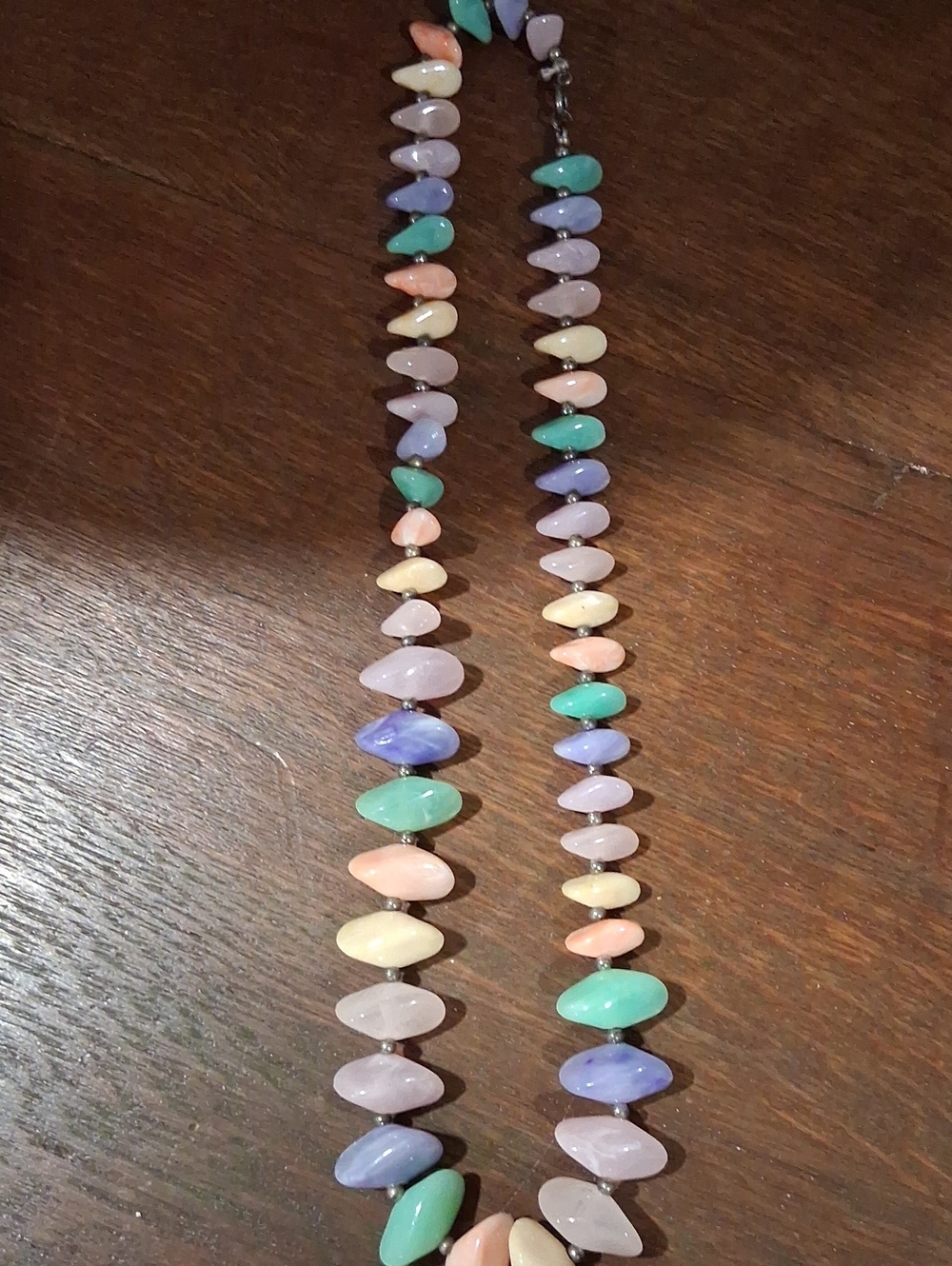 Pastel Multicolor Beaded Necklace for Women - Soft Mint, Lavender & Peach